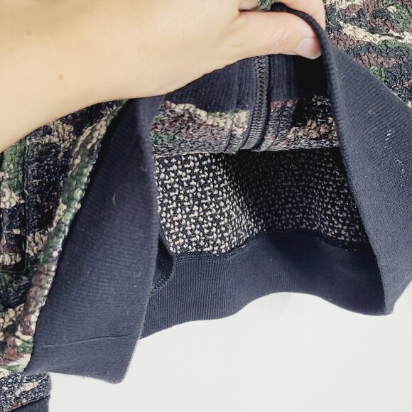 OVS Women's Green Black Camo Ribbed Cuffs Lightweight Full-Zip Bomber Jacket SzL - Picture 5 of 11